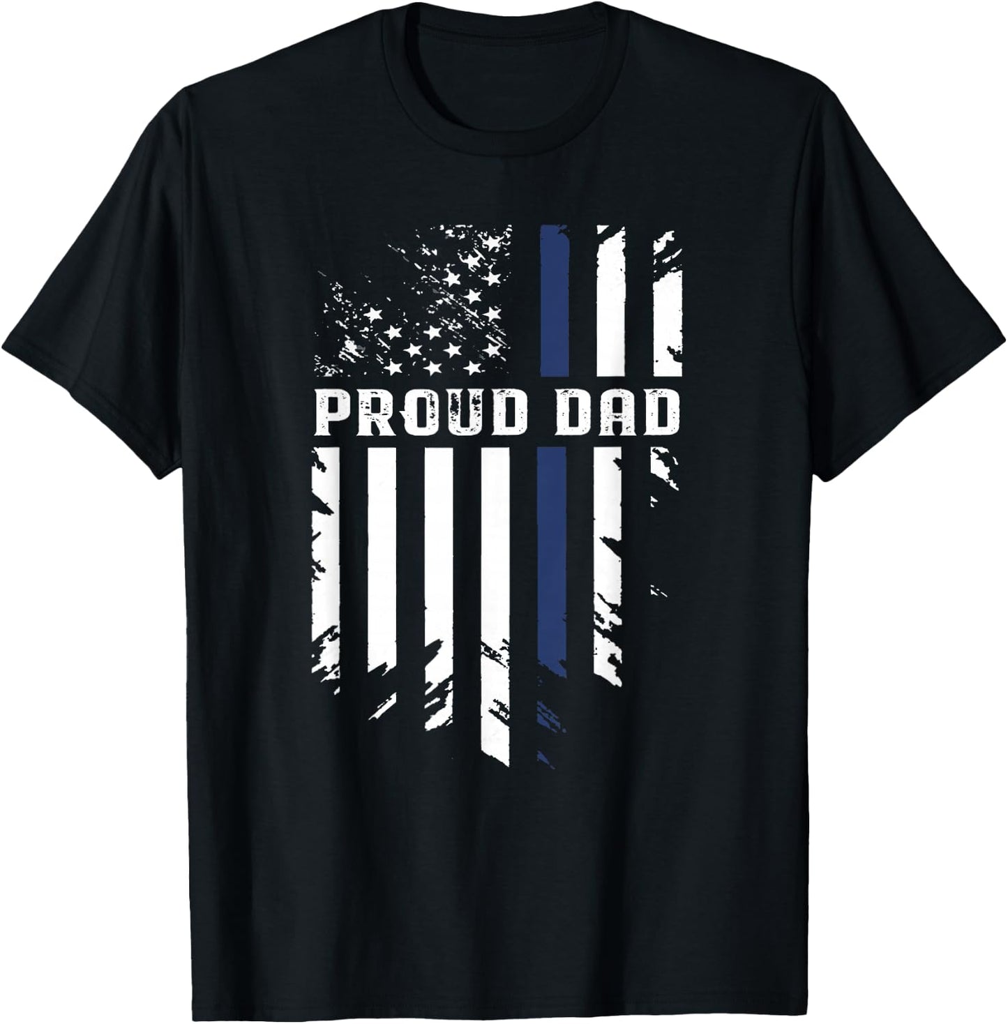 Thin Blue Line Proud Dad Police Family T-Shirt - T-Shirt | Black
