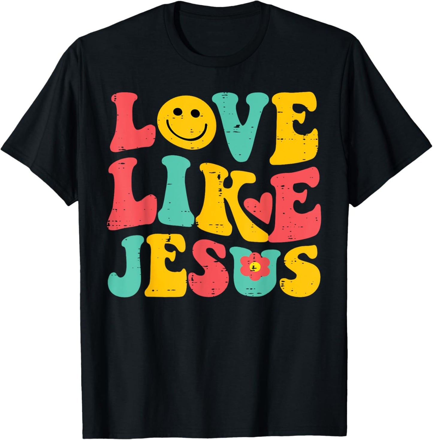 Love Like Jesus Retro God Religious Christian Men Women Kids T-Shirt - T-Shirt | Black