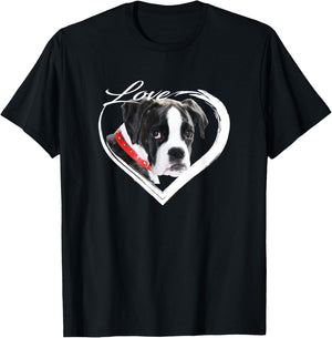 Love Boxers Black and White Puppy Dog Lover Gifts T-Shirt - T-Shirt | Black