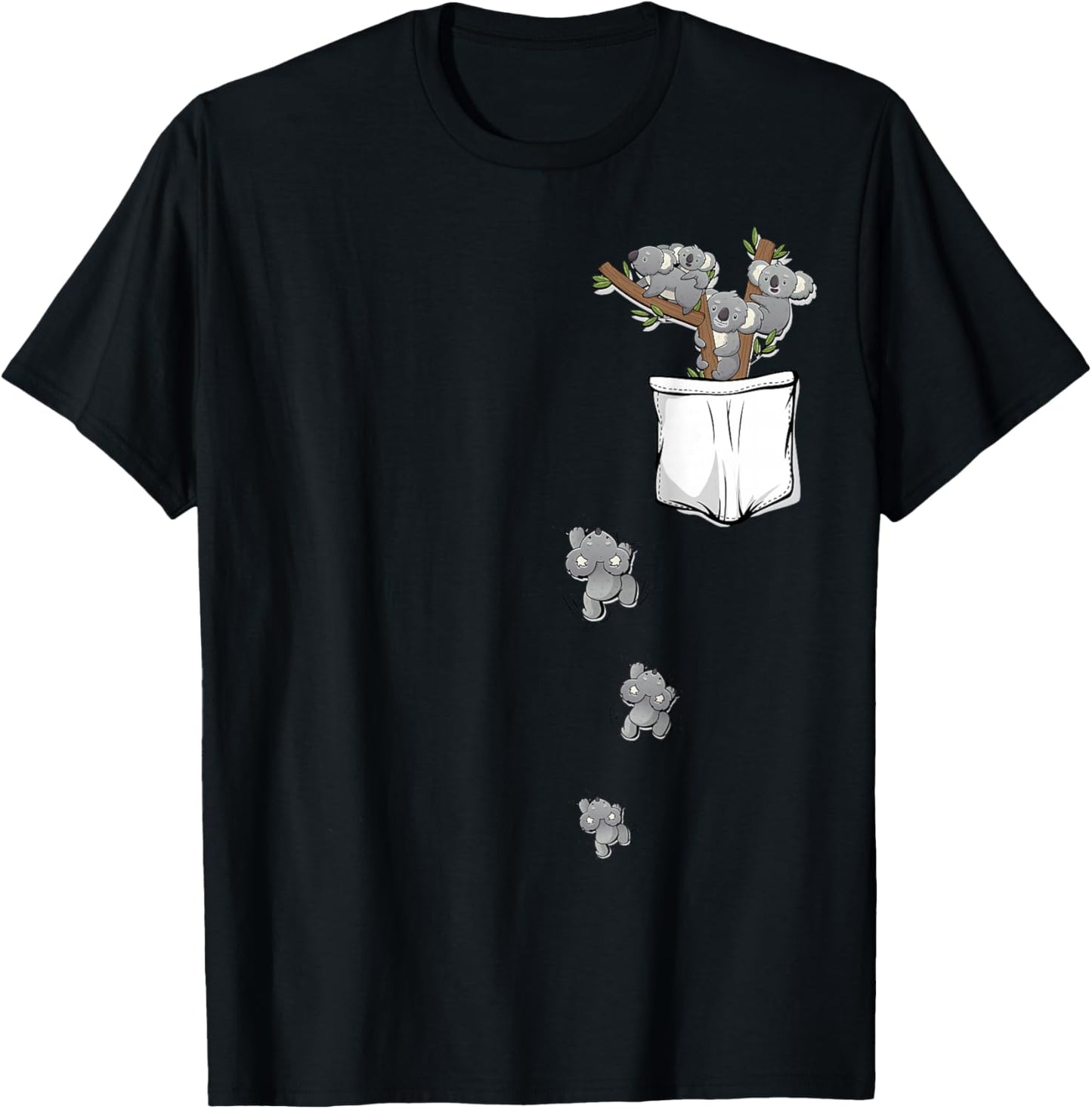 Koala Bear Shirt | Cute Koala Pocket Shirt for Kids Koala T-Shirt - T-Shirt | Black