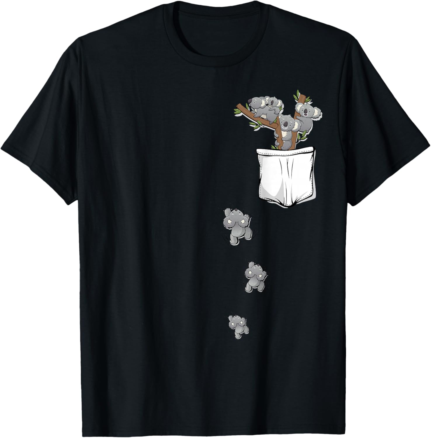 Koala Bear Shirt | Cute Koala Pocket Shirt for Kids Koala T-Shirt - T-Shirt | Black