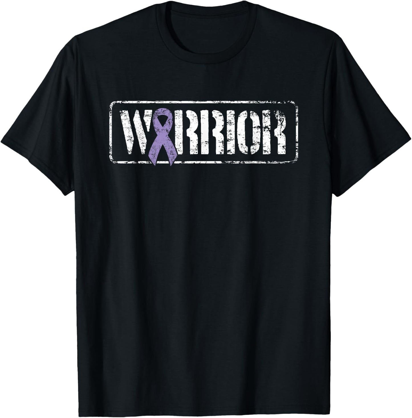Testicular Cancer Warrior - Purple Military Style Ribbon T-Shirt - T-Shirt | Black