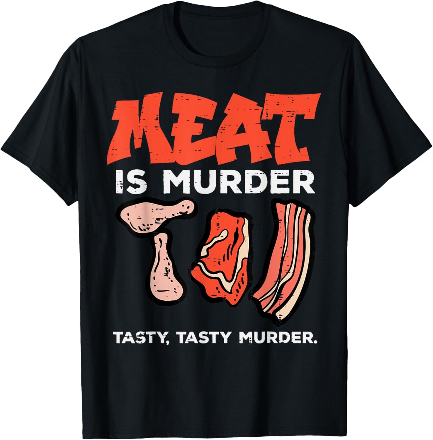 Meat Is Tasty Bbq Funny Barbecue Grilling Men Women T-Shirt - T-Shirt | Black
