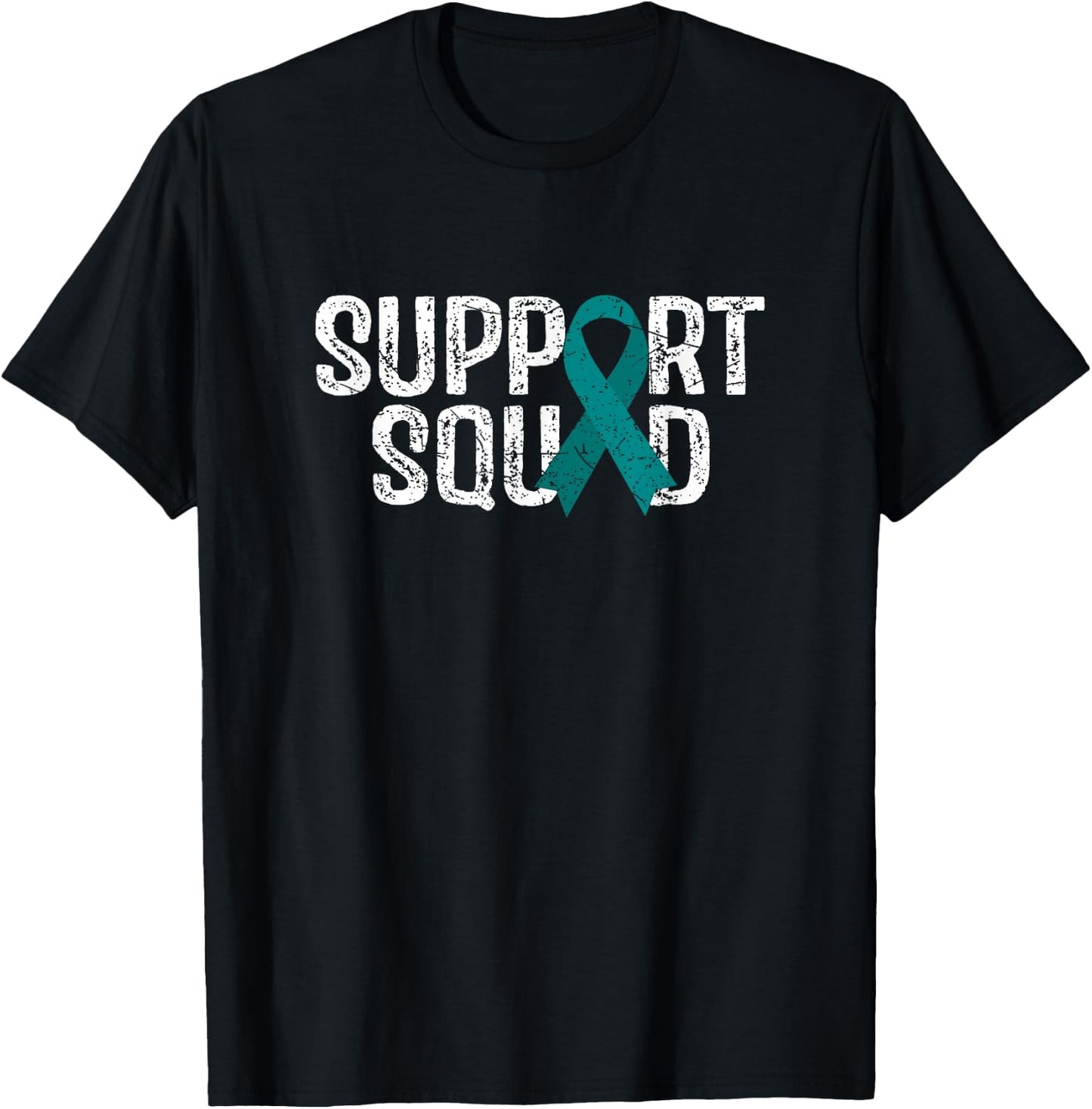 Support Squad Ovarian Cancer Awareness T-Shirt - T-Shirt | Black