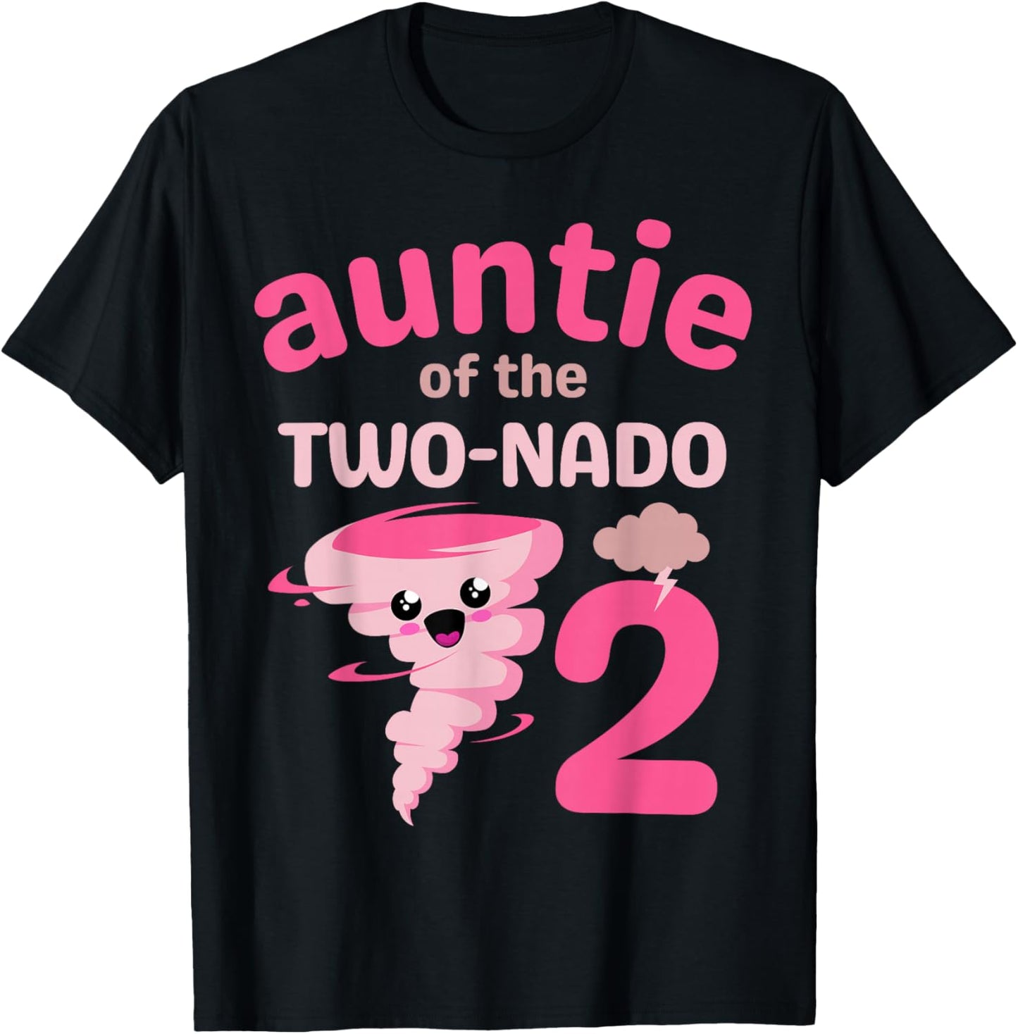 Auntie of the Two-nado Tornado Theme 2nd Birthday Party Kids T-Shirt - T-Shirt | Black