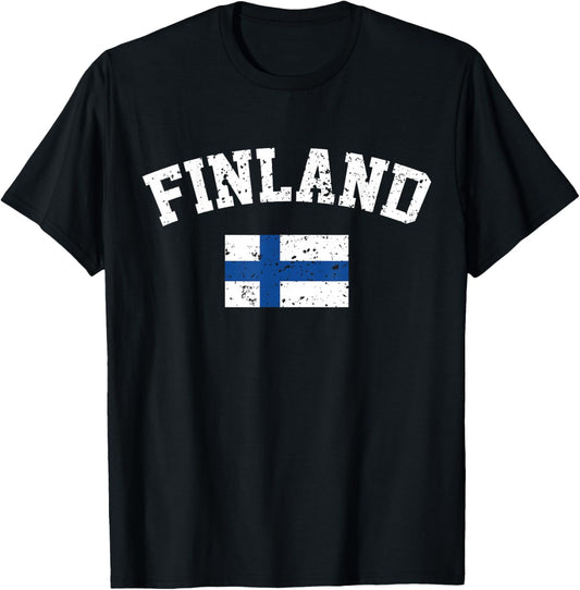 Finnish Flag Tourist Holiday Destination Finland Flag T-Shirt - T-Shirt | Black