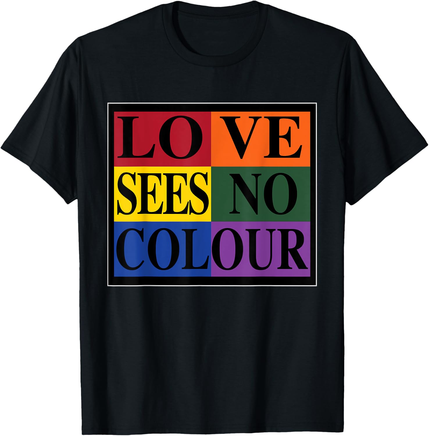 Love Sees No Colour | Retro Graphic 1990's Urban Vintage T-Shirt - T-Shirt | Black
