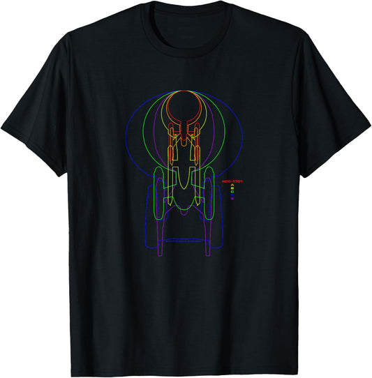 Star Trek: The Original Series Enterprise Evolution Rainbow T-Shirt - T-Shirt | Black