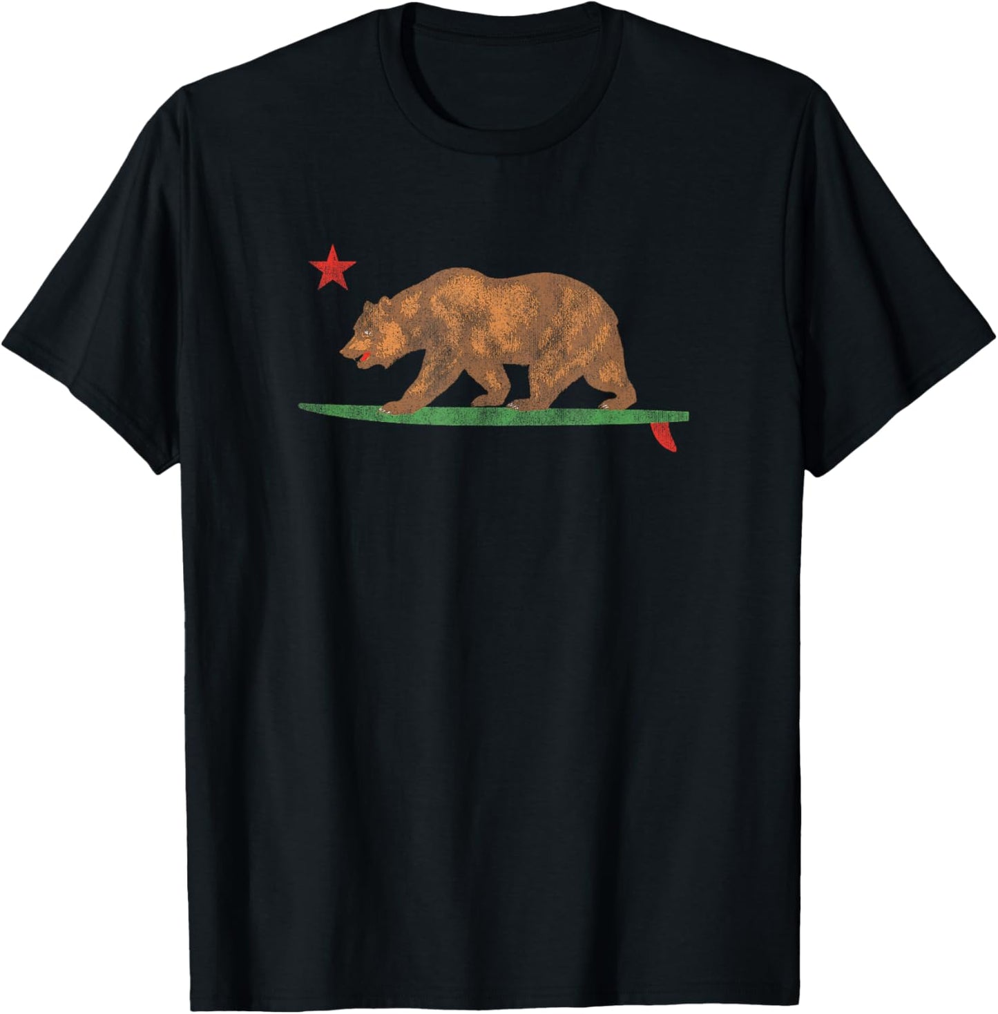 Funny California Surfing Bear Surfboard Vintage Souvenir T-Shirt - T-Shirt | Black
