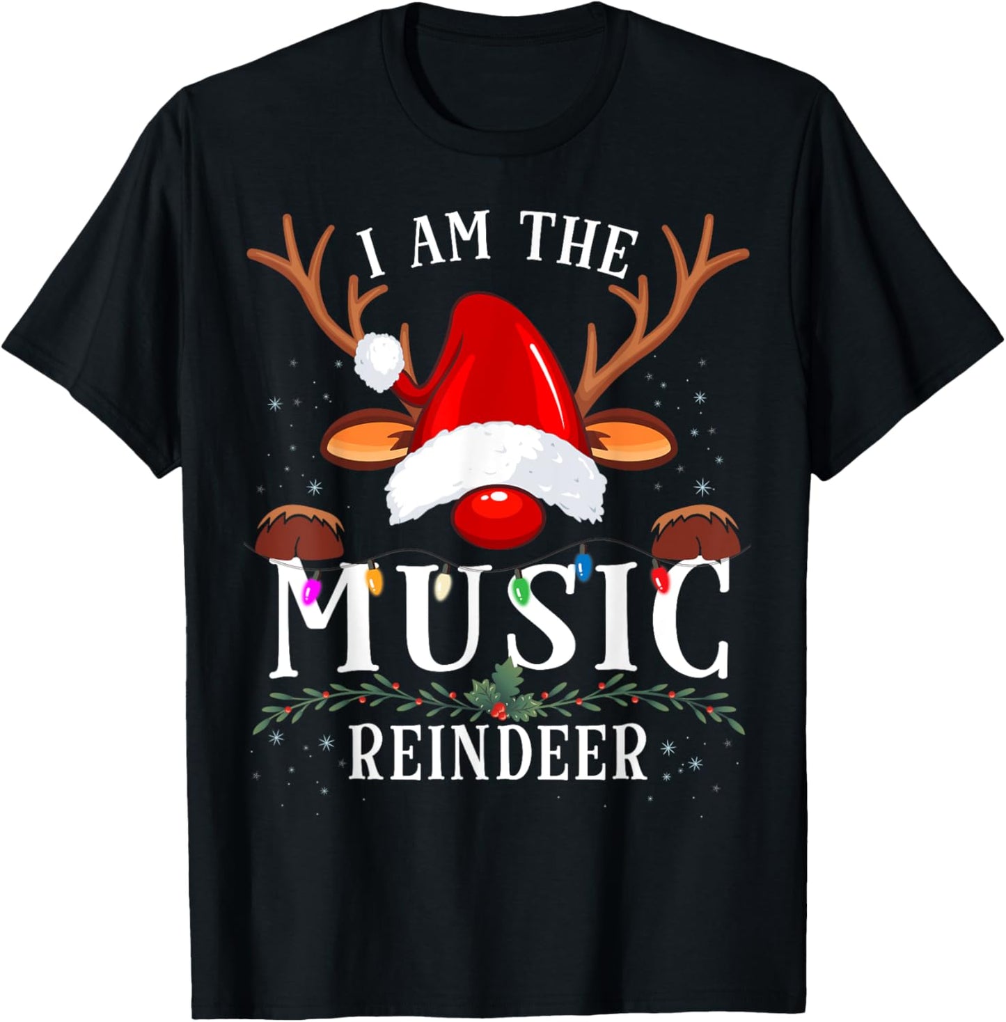 I Am The Music Reindeer Christmas Family T-Shirt - T-Shirt | Black