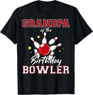 Grandpa Of The Birthday Bowler Bday Bowling Celebration T-Shirt - T-Shirt | Black