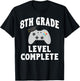 8th Grade Level Complete Gamer Class Of 2025 Graduation T-Shirt - T-Shirt | Black