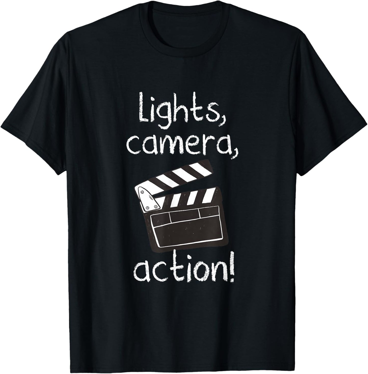 Lights Camera Action Movie Director Movie Clapper Board Gift T-Shirt - T-Shirt | Black