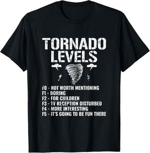 Funny Tornado Levels - Storm Chasing Tornados T-Shirt - T-Shirt | Black