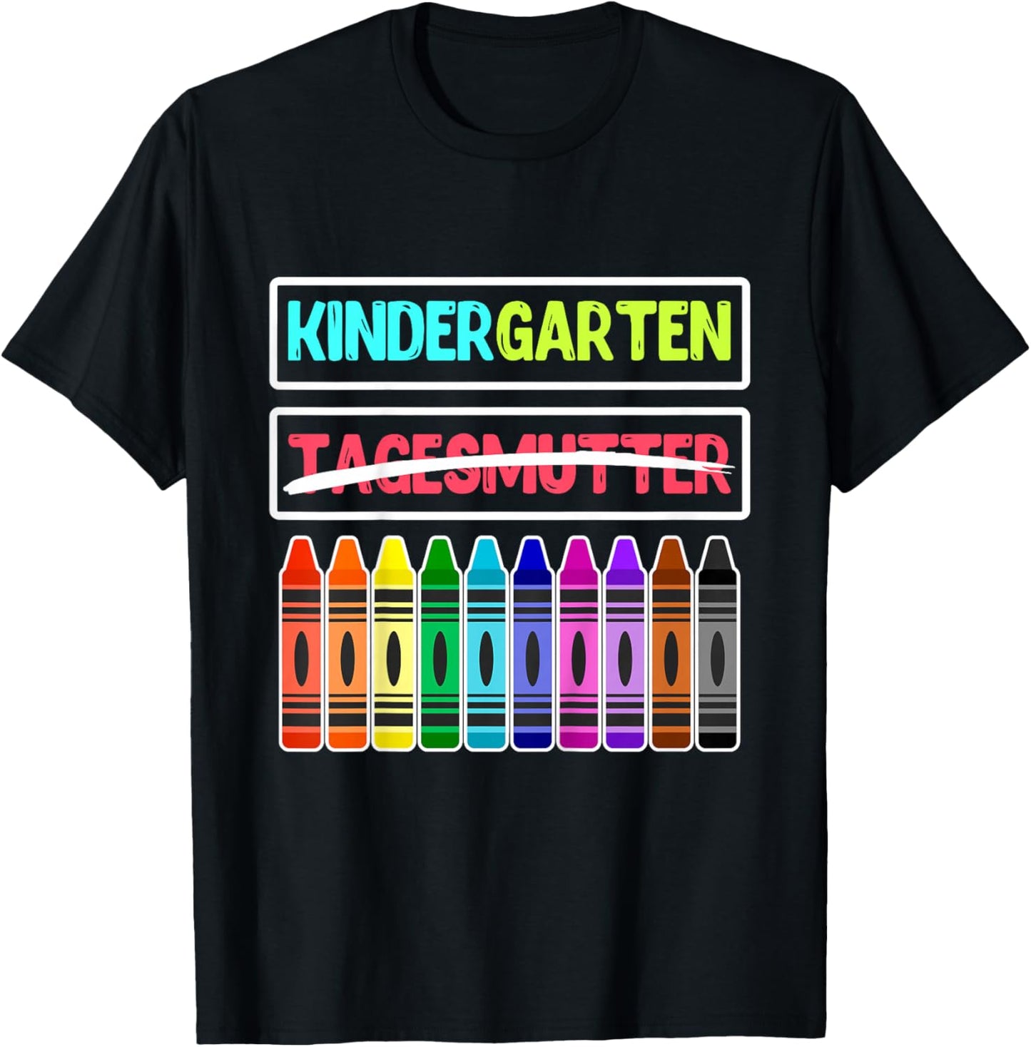 Hallo Kindergarten Tschüss Tagesmutter Kindergartenkind T-Shirt - T-Shirt | Black