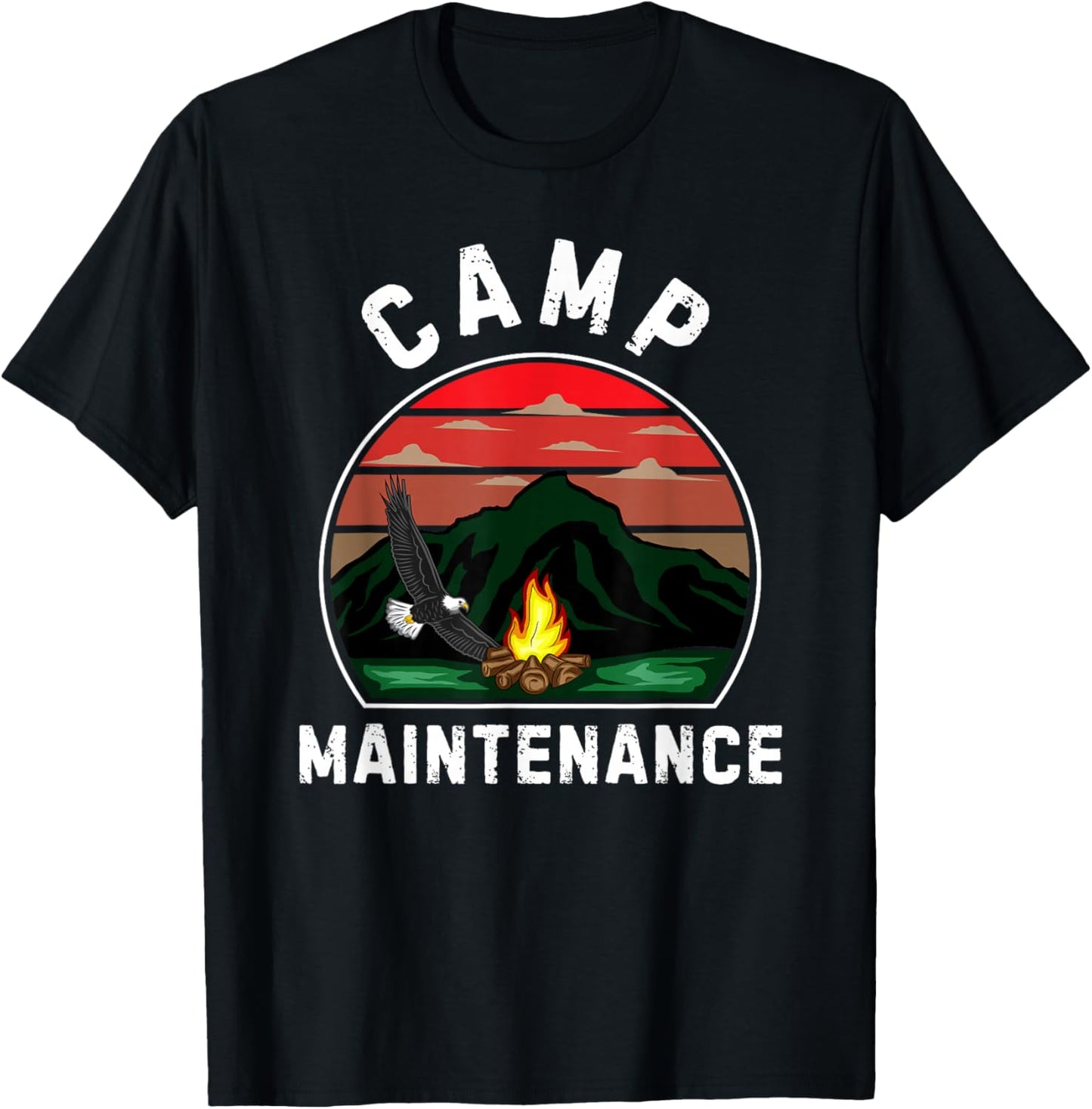 Camp Maintenance Retro Summer Camper Staff Camping T-Shirt - T-Shirt | Black