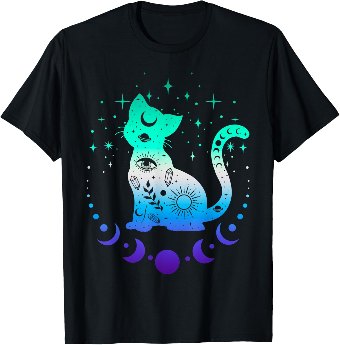 New Blue Gay Male MLM Pride Flag, Astrology Cat T-Shirt - T-Shirt | Black
