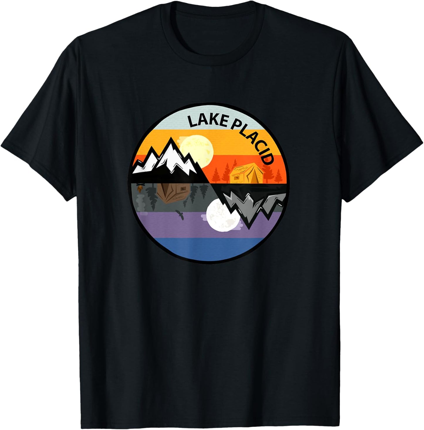 Retro Vintage Lake Placid, New York Souvenir Camping T-Shirt - T-Shirt | Black