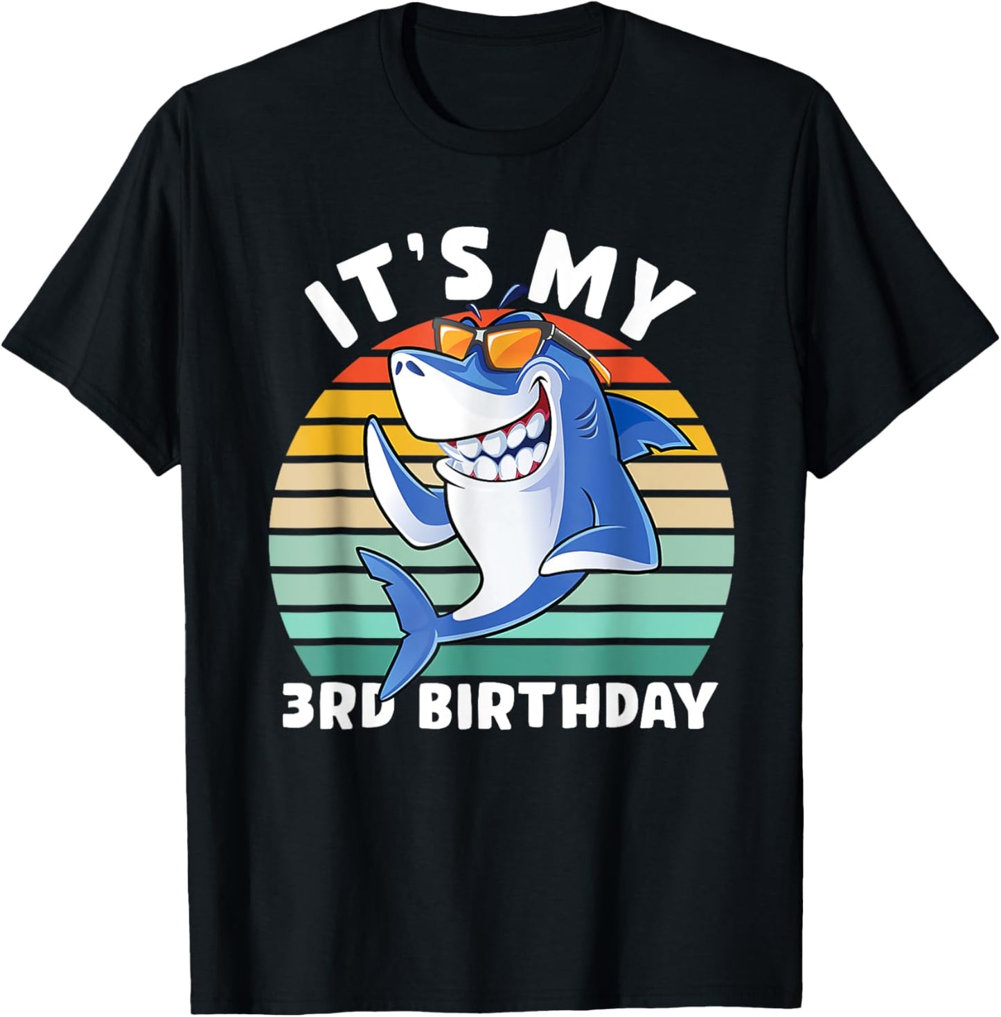Shark 3 Year Old Shirt 3rd Birthday Shark Lover T-Shirt - T-Shirt | Black