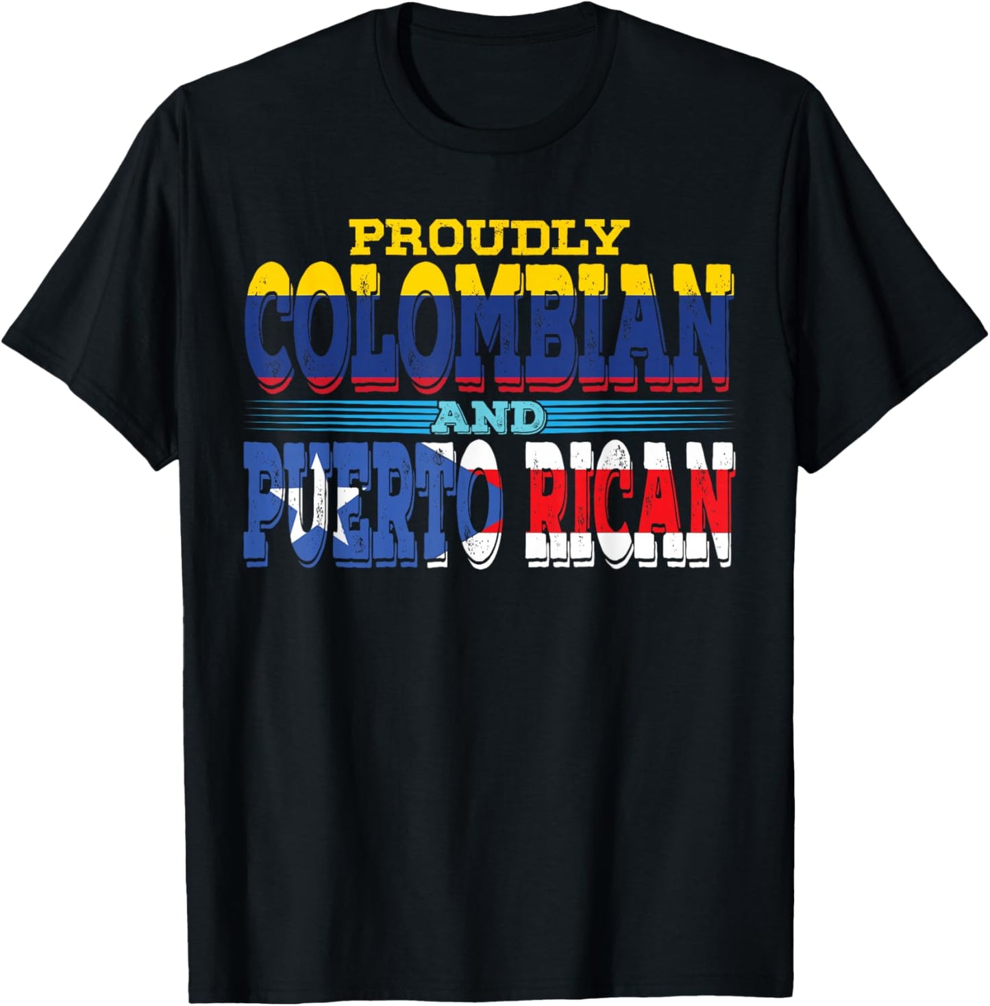 Puerto Rico Colombia Flag Half Puerto Rican Half Colombian T-Shirt - T-Shirt | Black