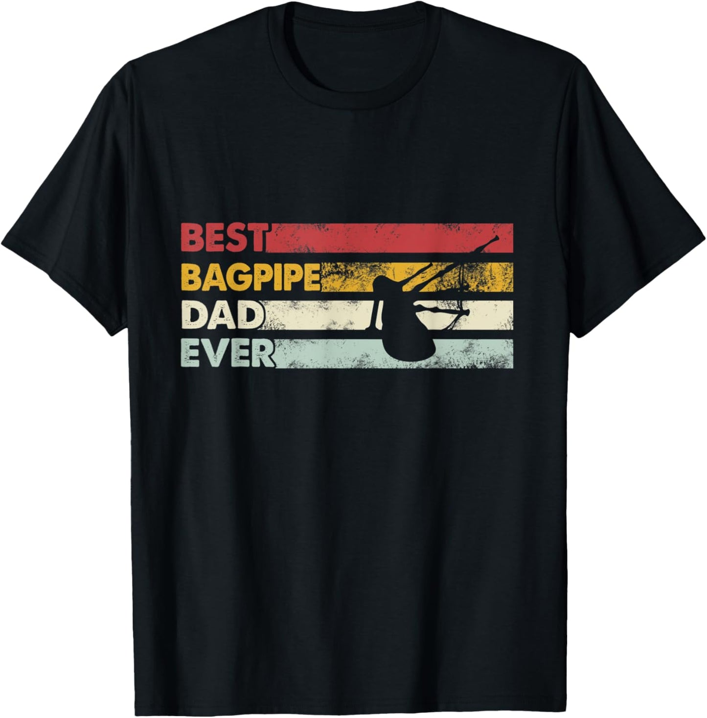 Best Dad Ever - Father Vintage Bagpipe T-Shirt - T-Shirt | Black