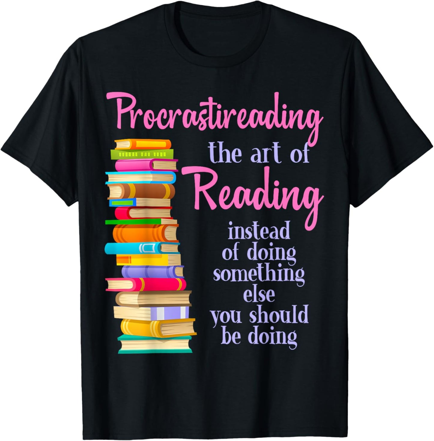 Funny Procrastination Book Reader Design T-Shirt - T-Shirt | Black