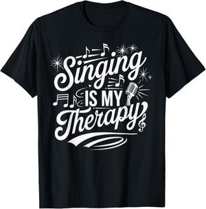 Singing Is My Therapy Microphone Music Quote T-Shirt - T-Shirt | Black