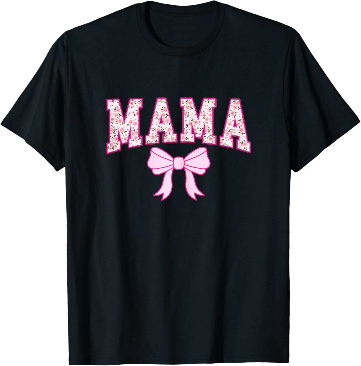 Mama Coquette Bow Retro Pink Aesthetic Mother's Day Mom Life T-Shirt - T-Shirt | Black