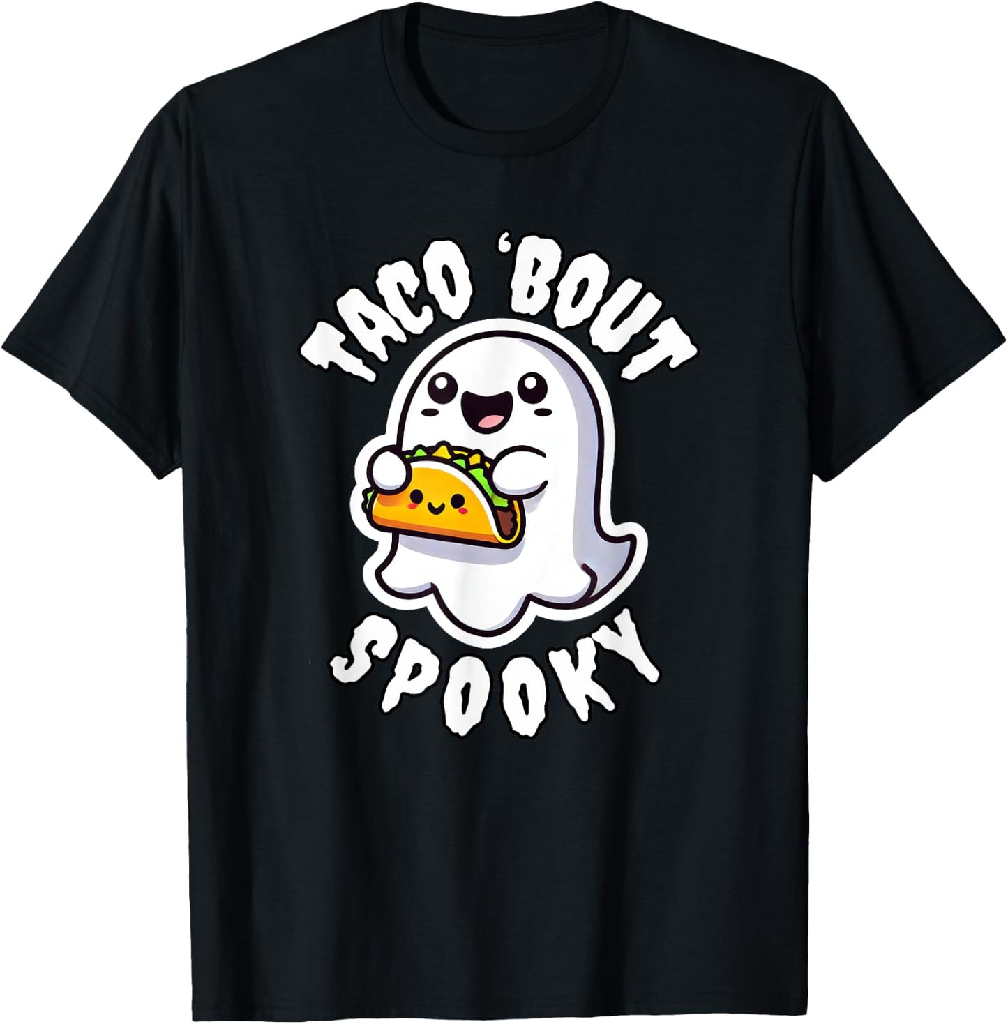 Taco' Bout Spooky Cute Ghost Holding a Taco Halloween Kids T-Shirt - T-Shirt | Black