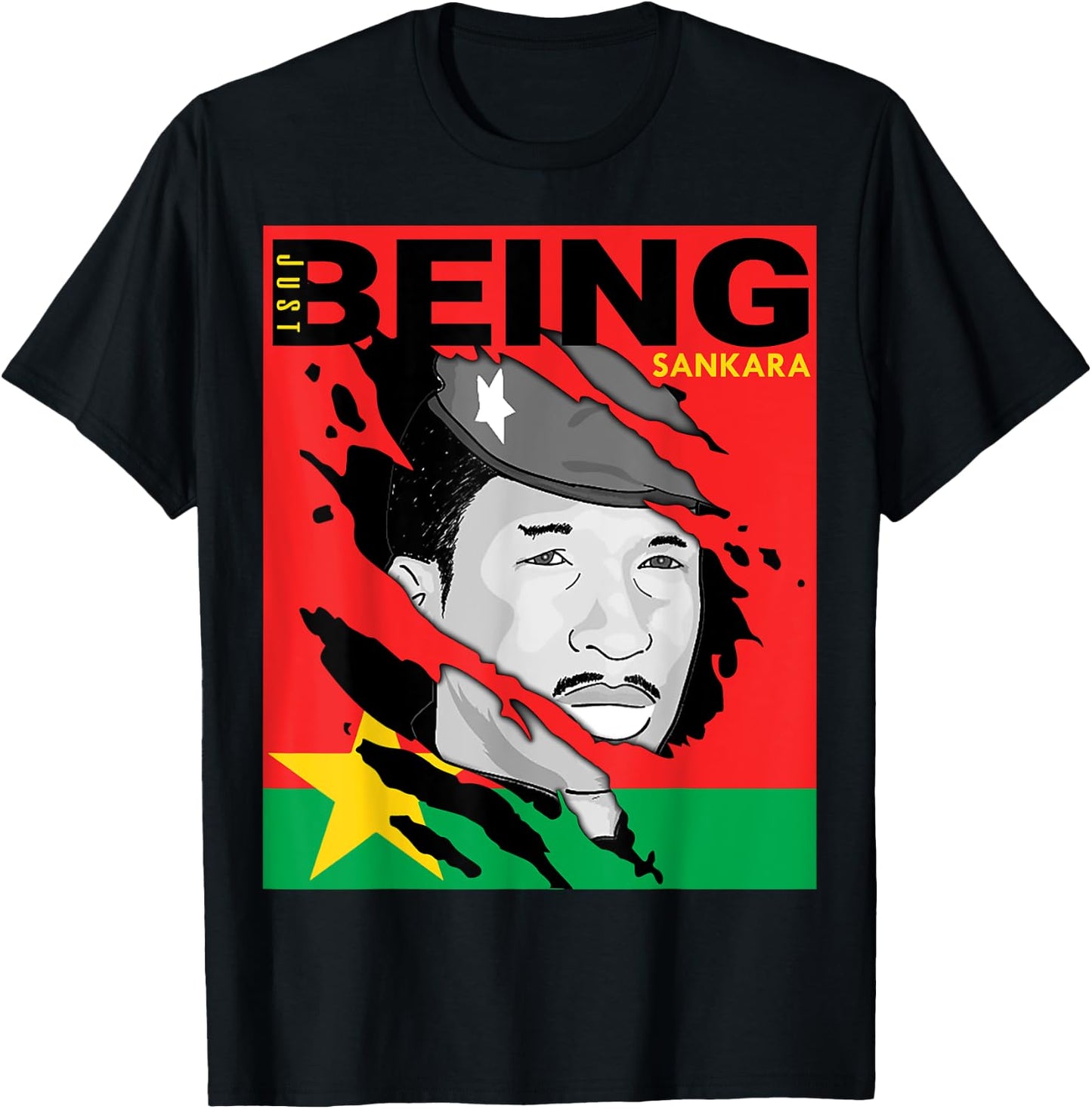 Just Being Thomas Sankara Burkina Faso Flag T-Shirt - T-Shirt | Black