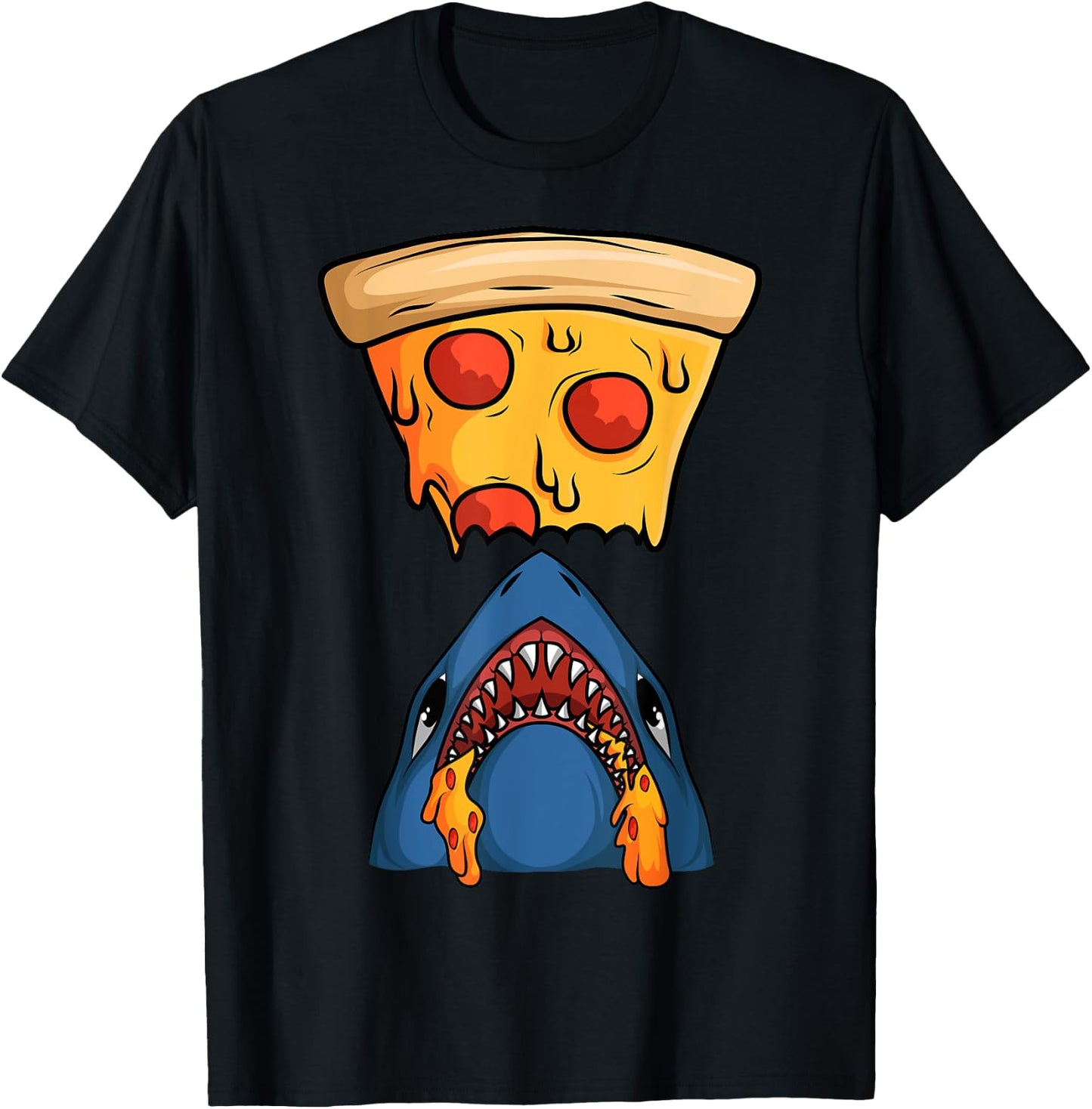 Cool Pizza Round Pizzetta Lover Shark Fan Pizzaiolo Pizzeria T-Shirt - T-Shirt | Black