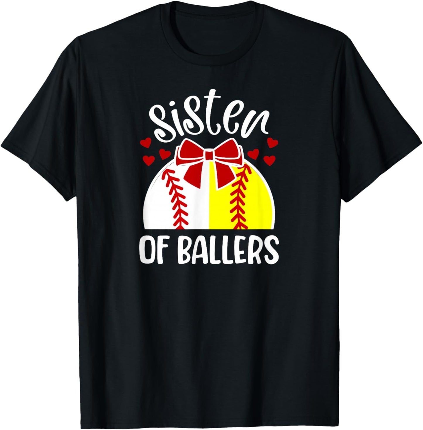 Sister Of Ballers Softball Baseball Sister T-Shirt - T-Shirt | Black