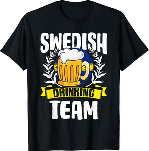 Swedish Drinking Team Sweden Flag Nationality Beer Lover T-Shirt - T-Shirt | Black