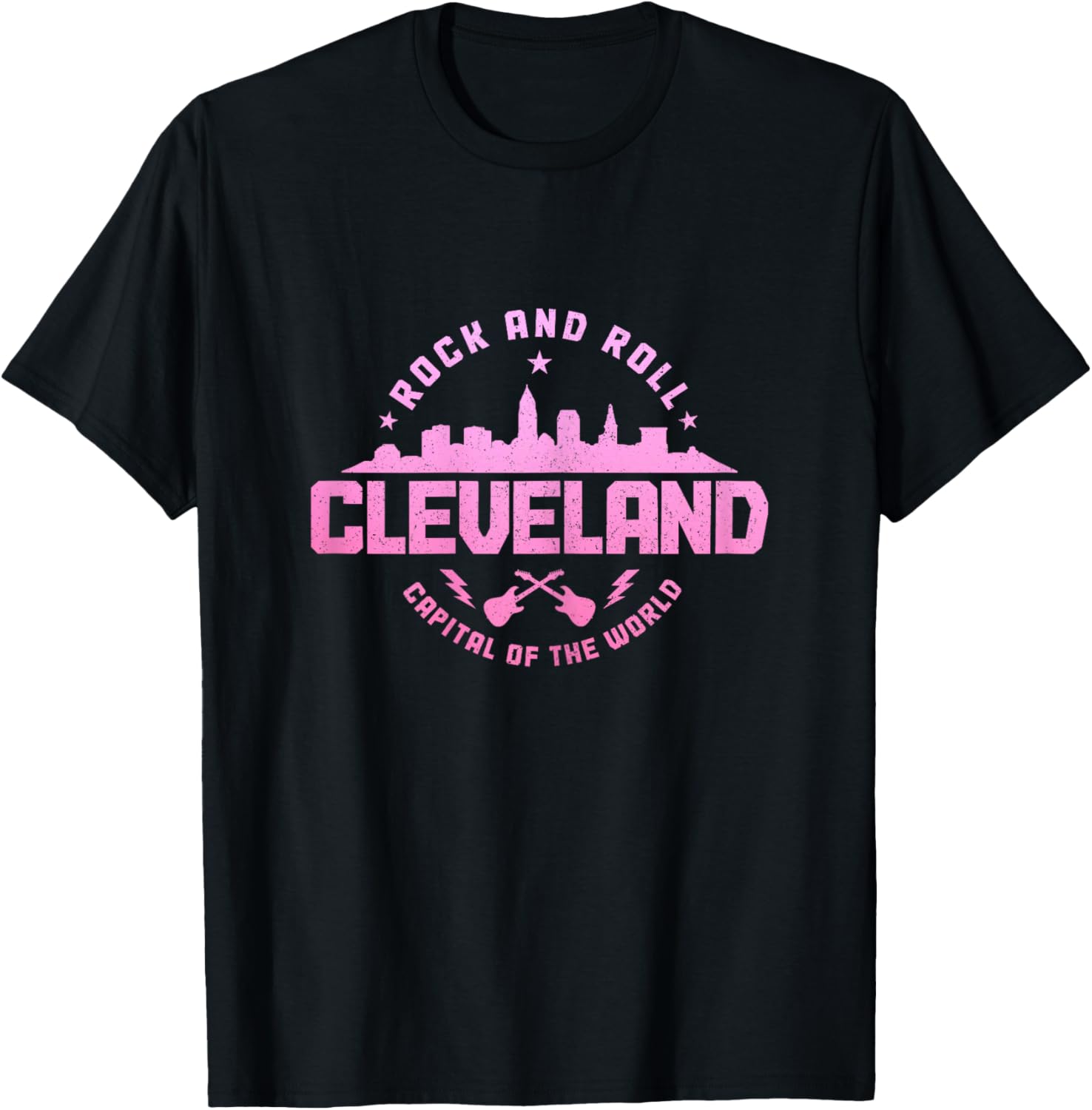 Cleveland Ohio Rock & Roll Music Guitar Player Vintage T-Shirt - T-Shirt | Black