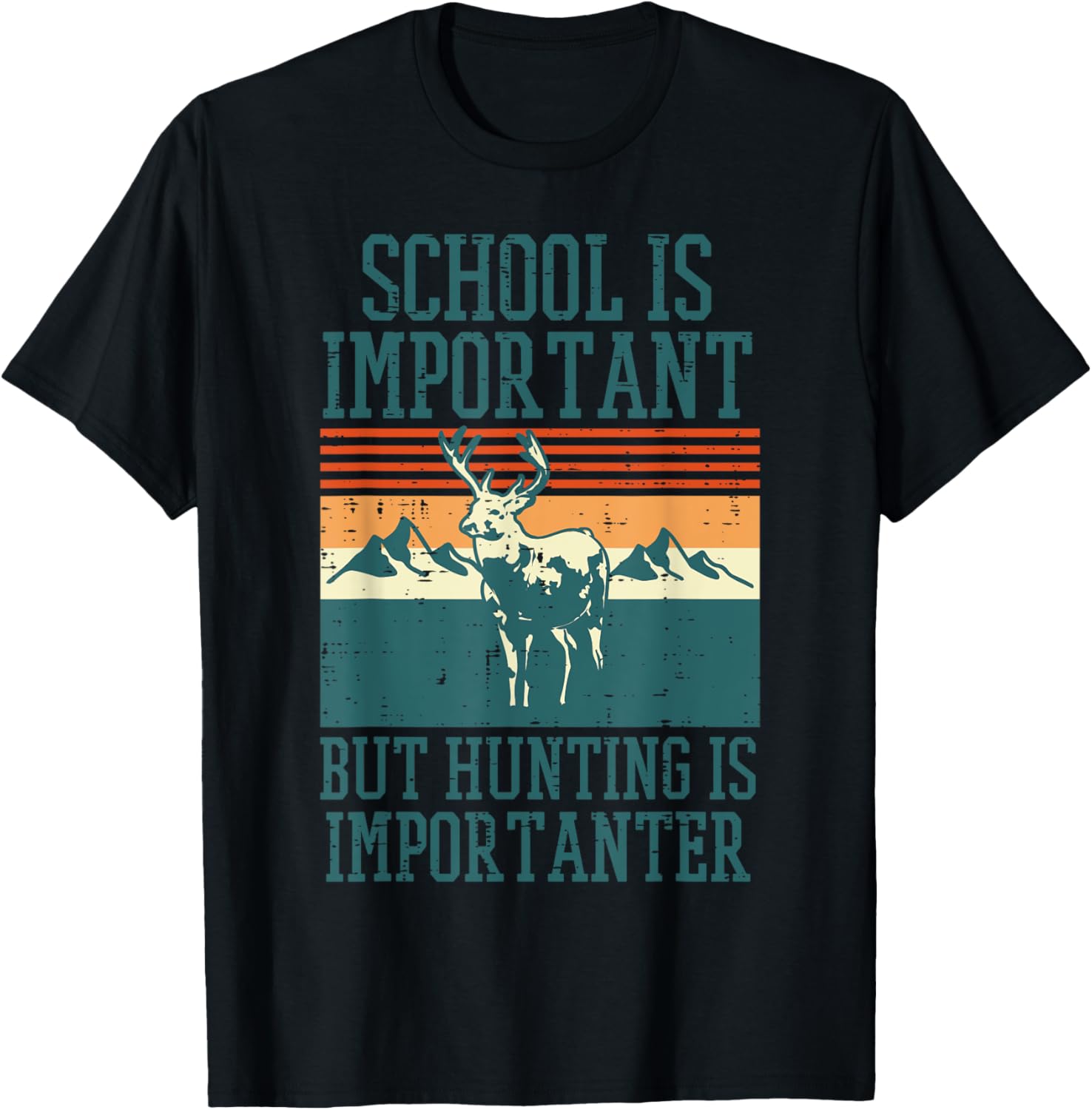 School Important Hunting Importanter Funny Deer Hunter Boys T-Shirt - T-Shirt | Black