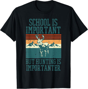 School Important Hunting Importanter Funny Deer Hunter Boys T-Shirt - T-Shirt | Black