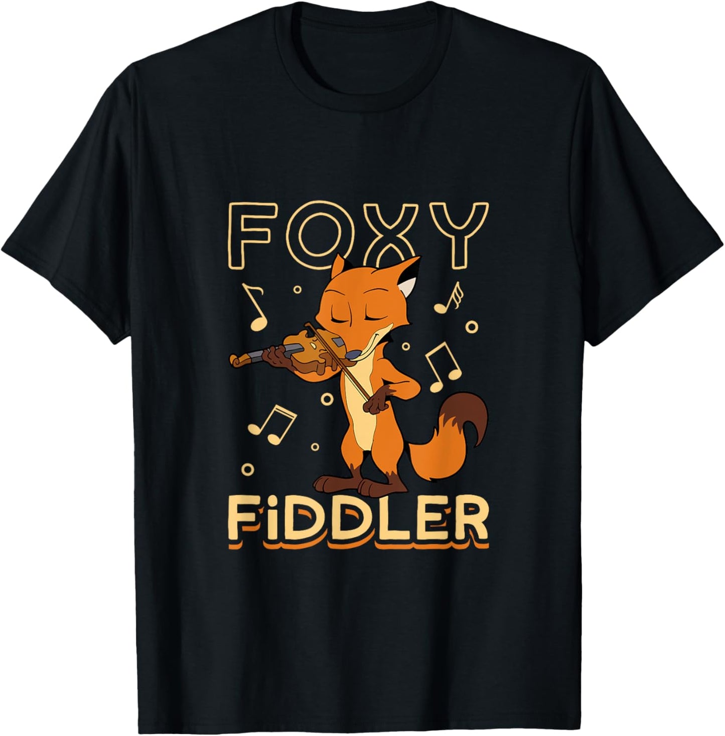 Foxy fiddler - fox on the fiddle T-Shirt - T-Shirt | Black