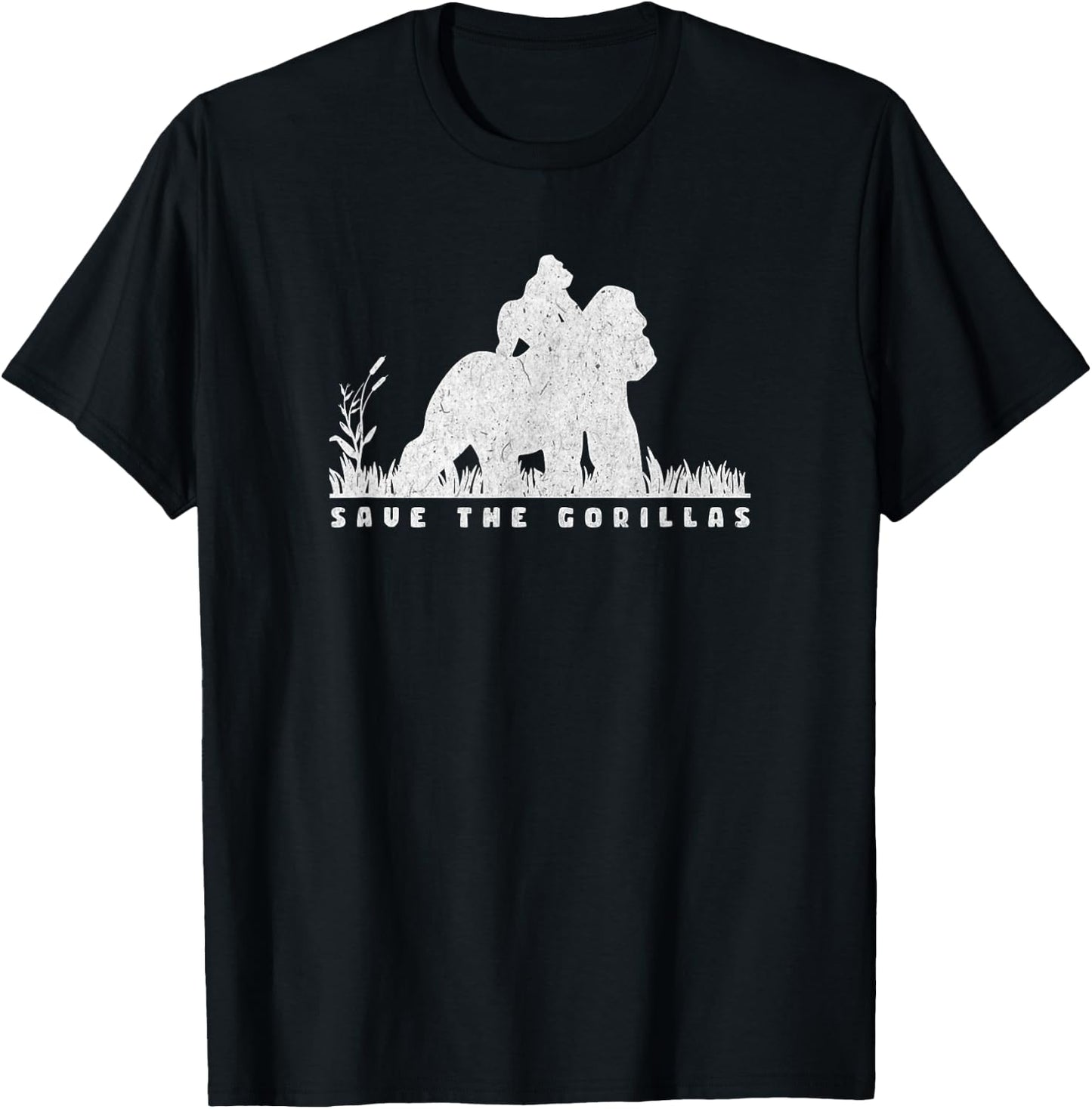 Save the Gorillas - Mama & Baby Gorilla T-Shirt - T-Shirt | Black