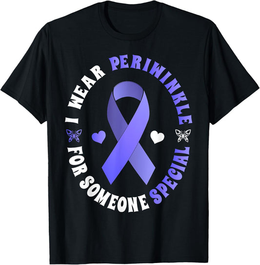 I Wear Periwinkle For Someone Special Cancer Ribbon T-Shirt - T-Shirt | Black
