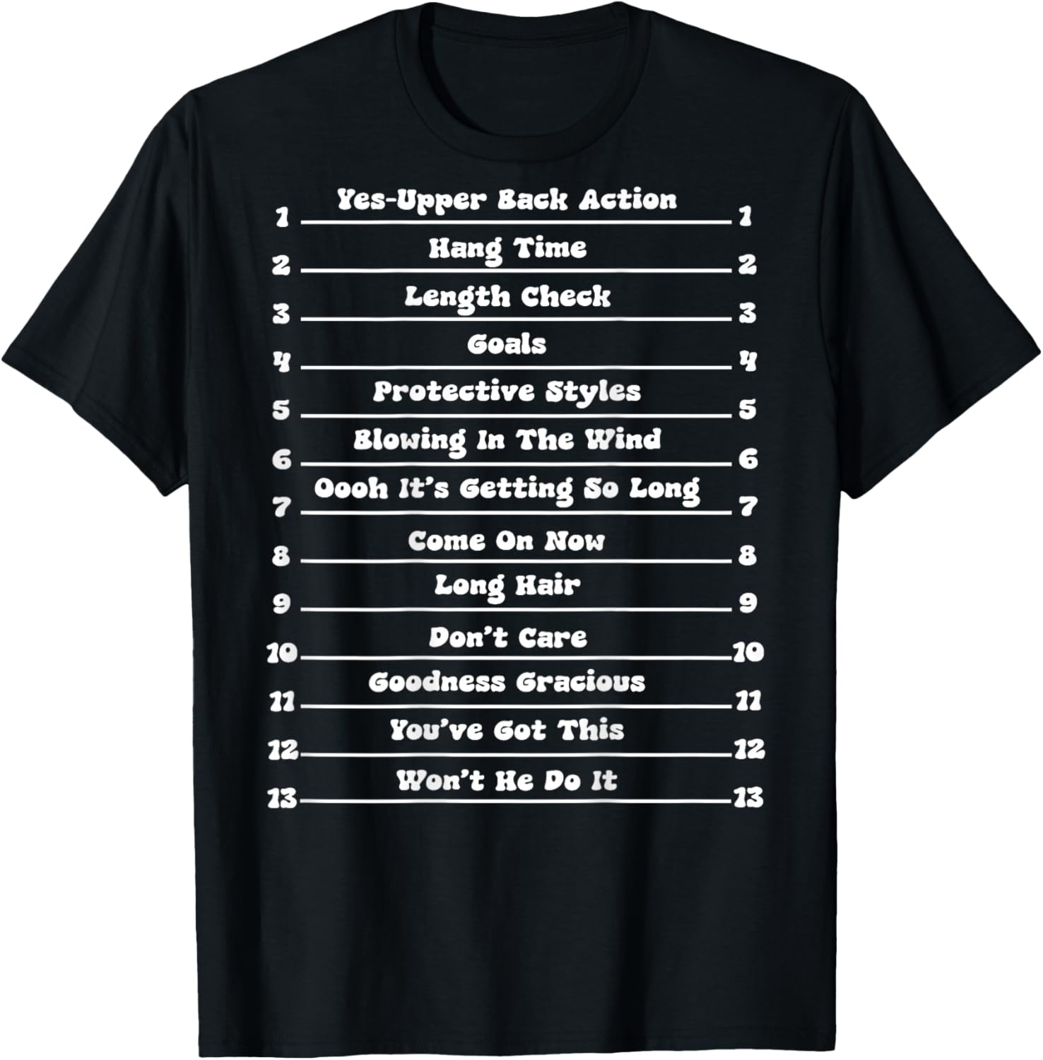 Long Natural Hair Tracking, Funny Length Check Hair T-Shirt - T-Shirt | Black