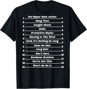 Long Natural Hair Tracking, Funny Length Check Hair T-Shirt - T-Shirt | Black