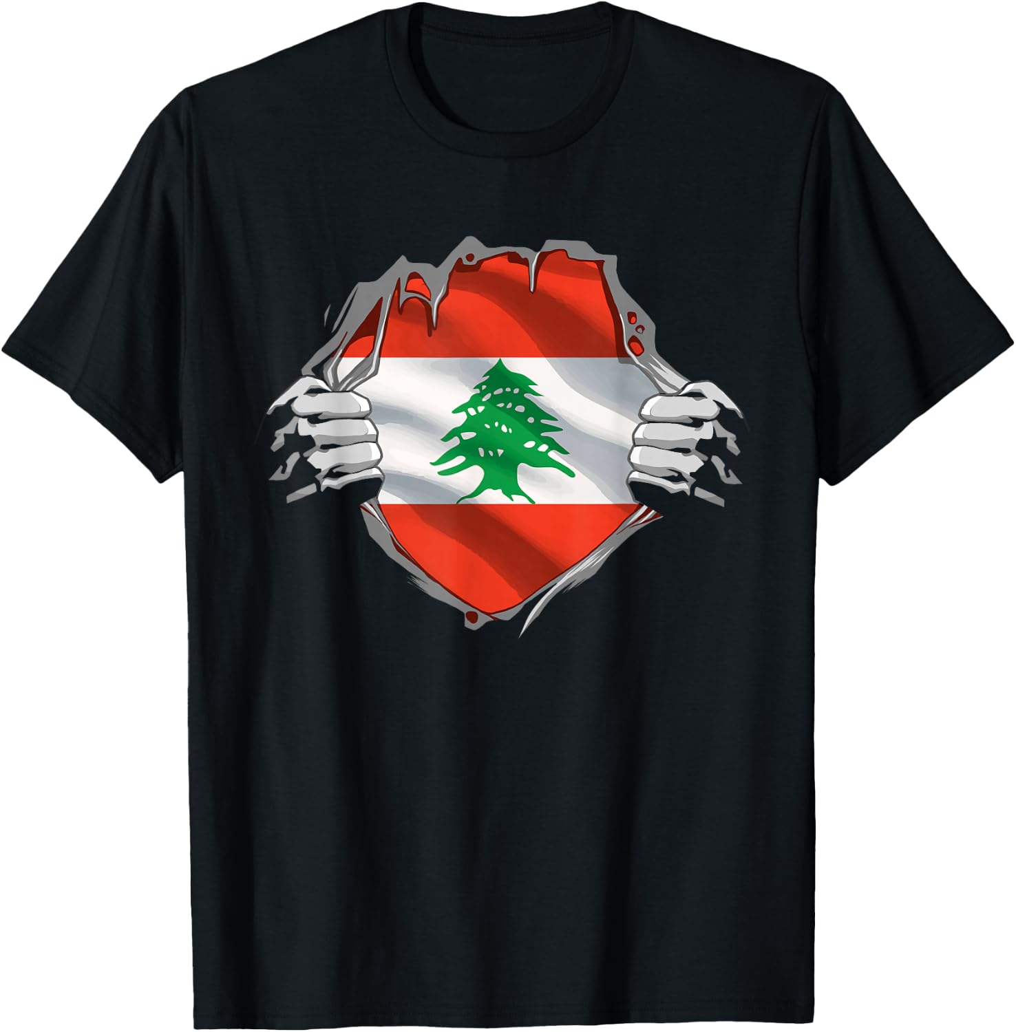 Lebanon Shirt Super Lebanese Flag Middle East Lebanese Roots T-Shirt - T-Shirt | Black
