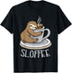Sloth Sleep at Cup of Coffee Funny Sloth Sloffee T-Shirt - T-Shirt | Black