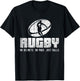 Rugby No Helmet No Pads Just Balls Shirt - Funny Rugby Quote T-Shirt - T-Shirt | Black