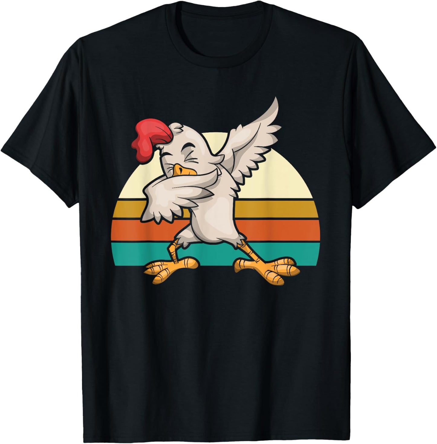 Retro Dabbing Rooster Kids Gift Funny Chicken T-Shirt - T-Shirt | Black