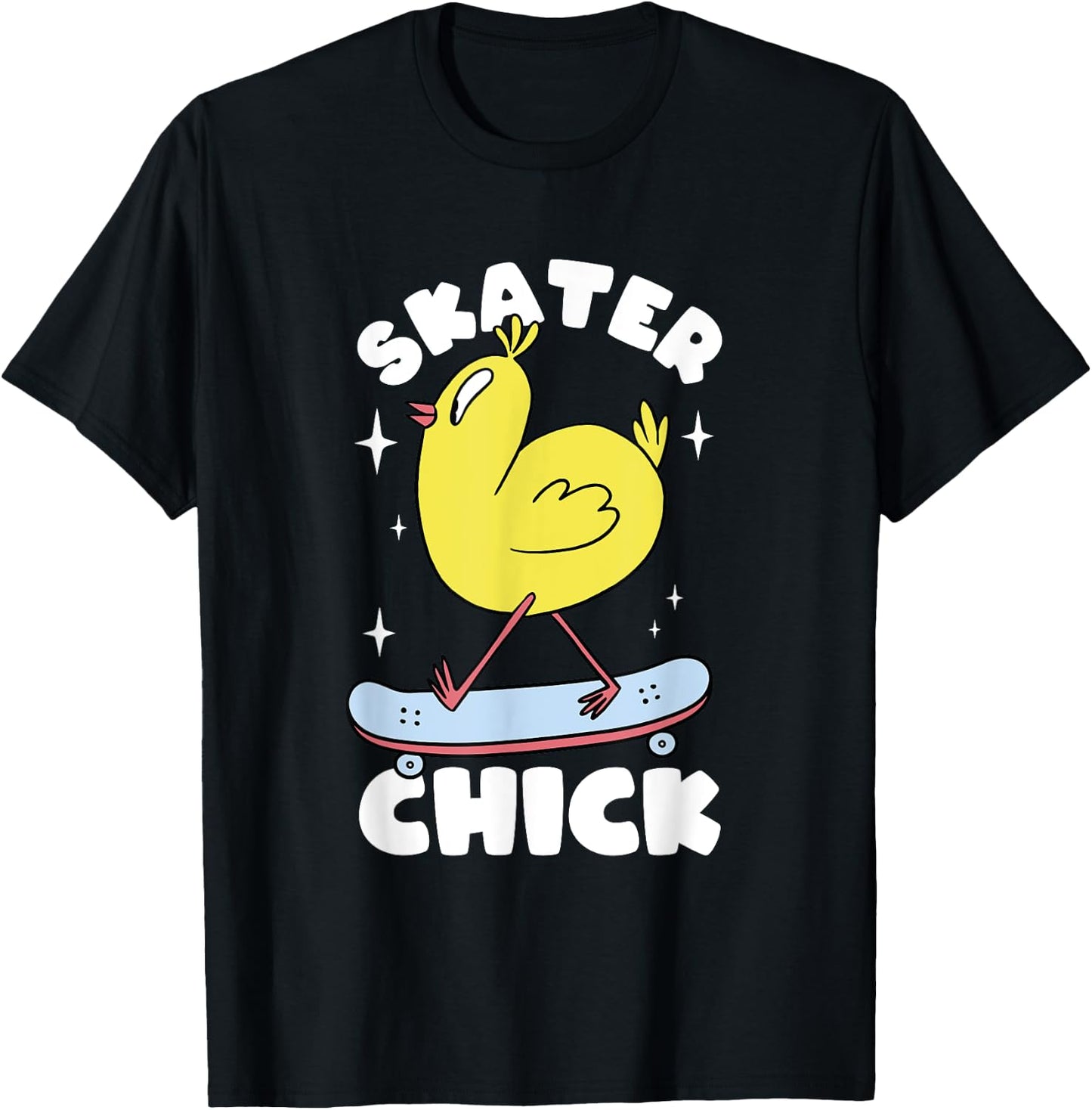 Skater Chick Cute Chicken Skateboard Skateboarding Girls T-Shirt - T-Shirt | Black