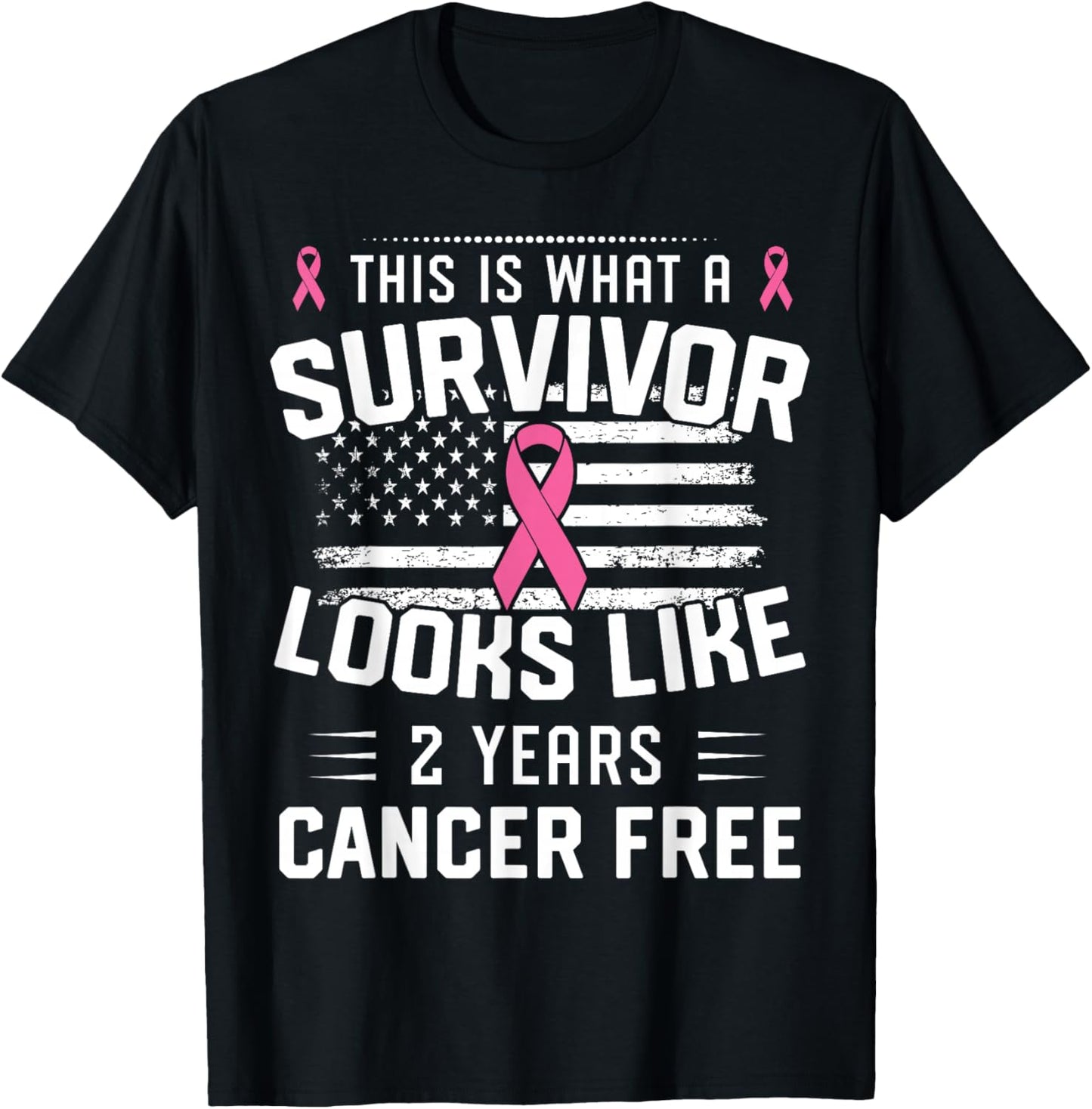 Breast Cancer 2 Years Survivor Of Being Breast Cancer Free T-Shirt - T-Shirt | Black