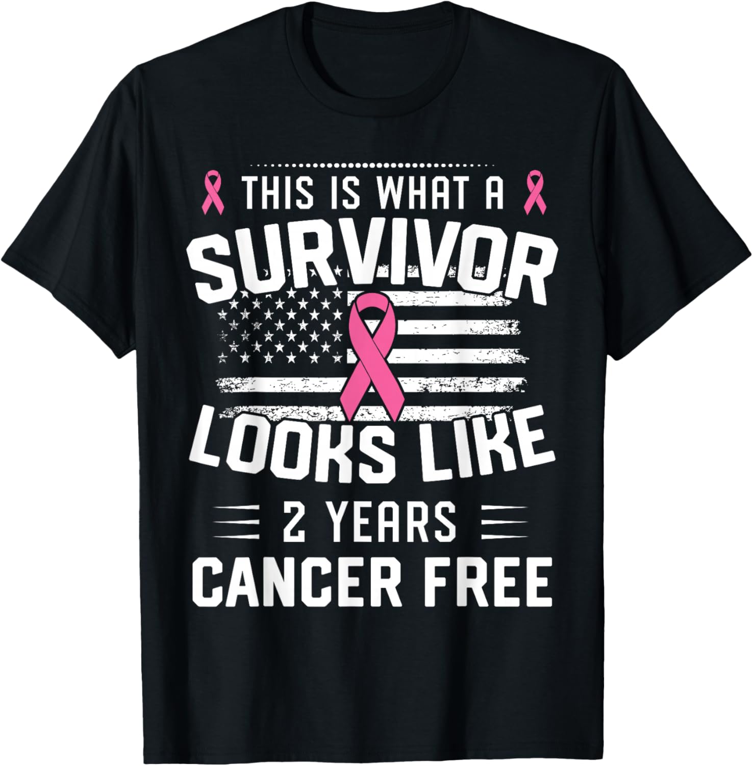 Breast Cancer 2 Years Survivor Of Being Breast Cancer Free T-Shirt - T-Shirt | Black