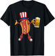 Funny Hot dog US Flag Hat Drinking Beer for 4th of July gift T-Shirt - T-Shirt | Black