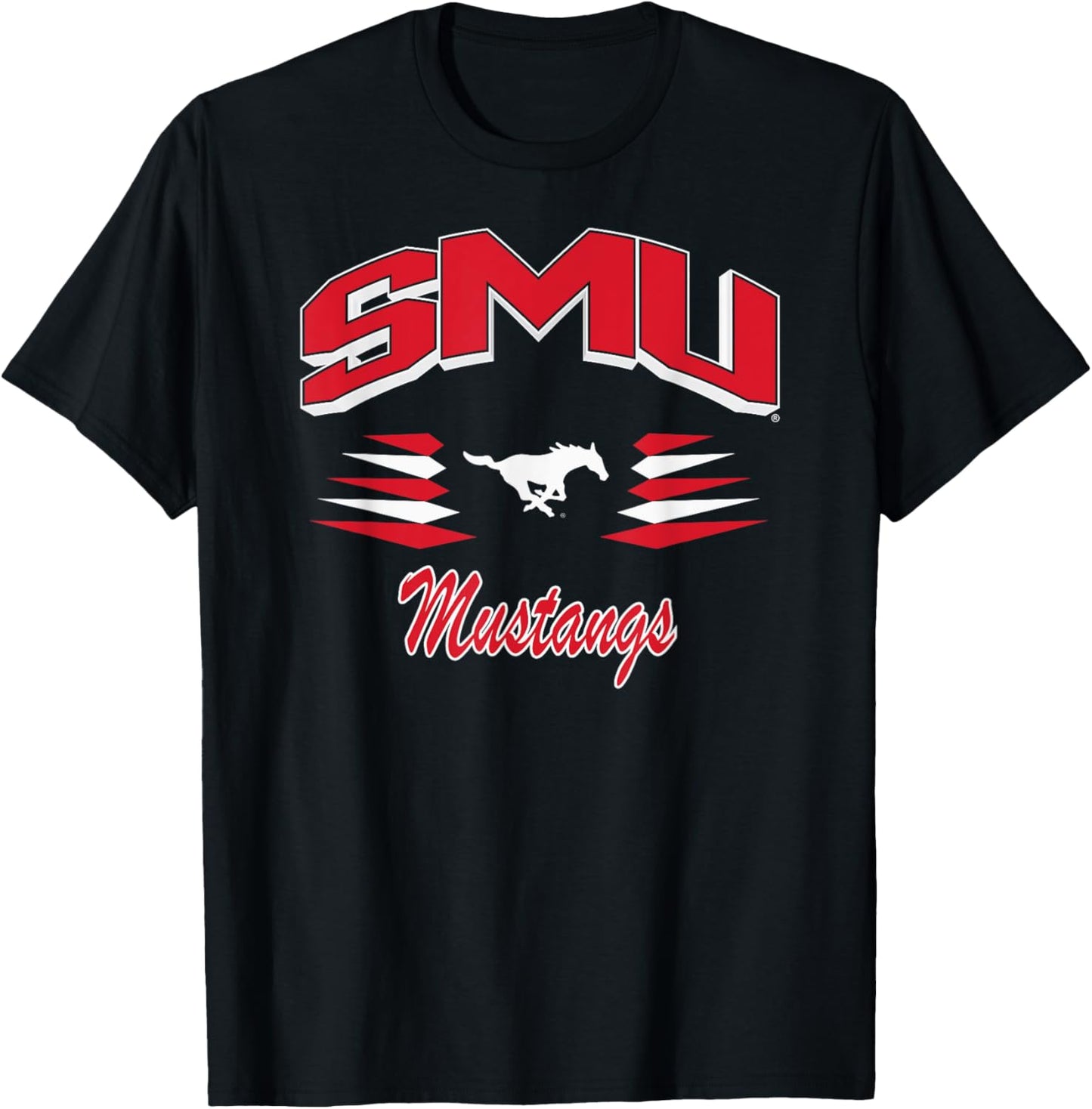 SMU Mustangs Retro Diamond Blue Officially Licensed T-Shirt - T-Shirt | Black